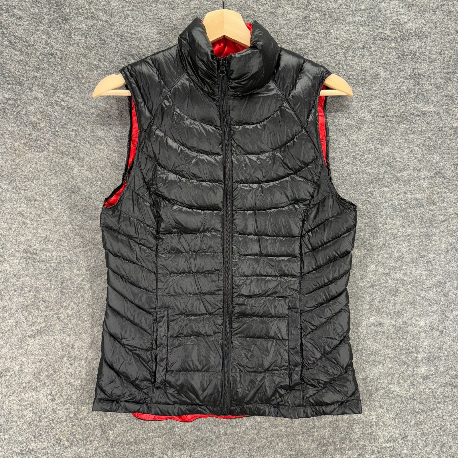 Unbranded Quilted Vest Women M Medium Black Full Zip Sleeveless Pockets Casual